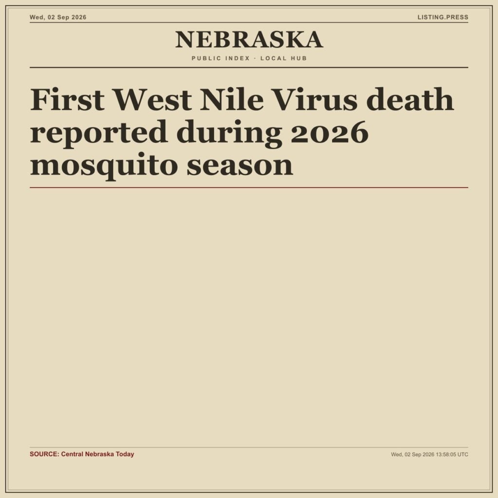 First West Nile Virus death reported during 2026 mosquito season