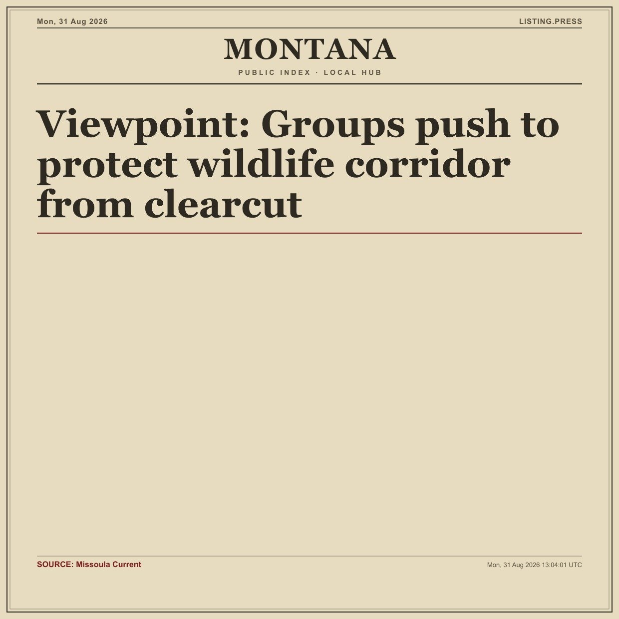 Viewpoint: Groups push to protect wildlife corridor from clearcut
