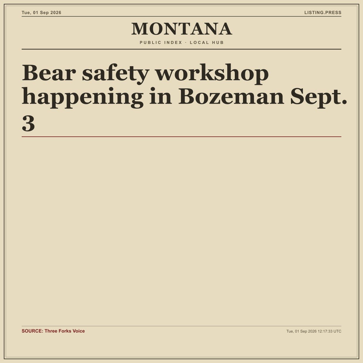 Bear safety workshop happening in Bozeman Sept. 3