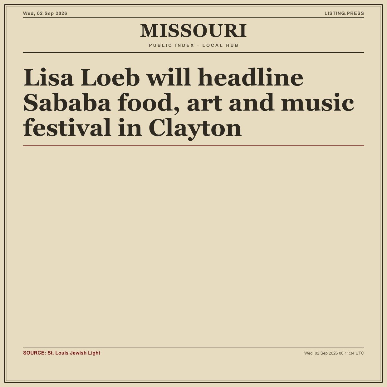 Lisa Loeb will headline Sababa food, art and music festival in Clayton