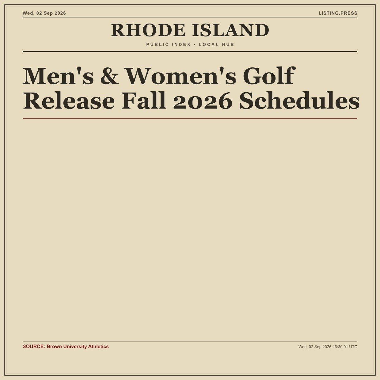 Men's & Women's Golf Release Fall 2026 Schedules