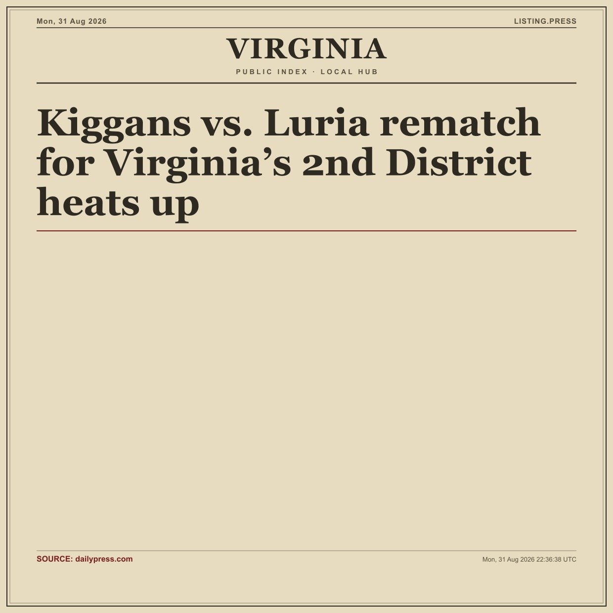 Kiggans vs. Luria rematch for Virginia’s 2nd District heats up