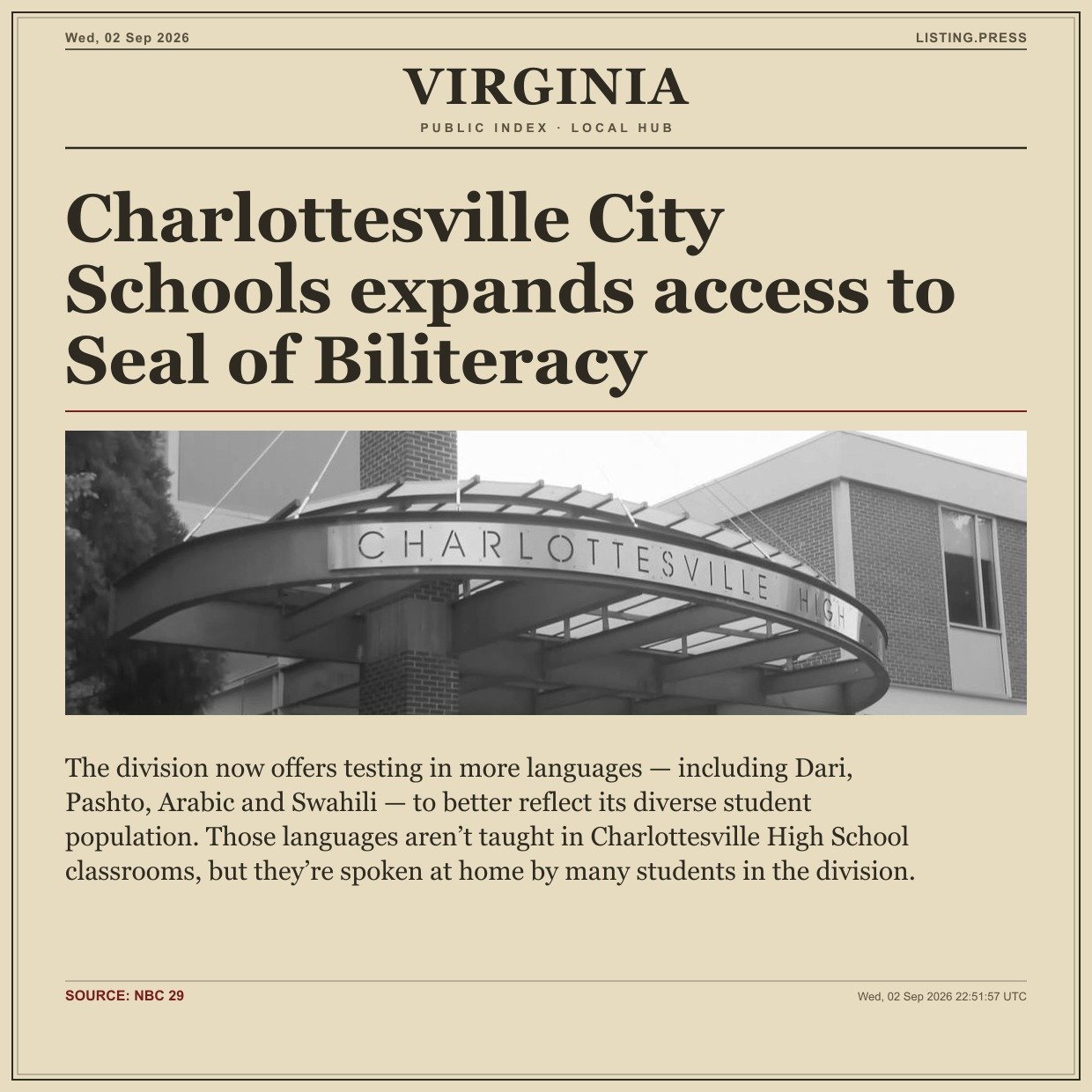 Charlottesville City Schools expands access to Seal of Biliteracy