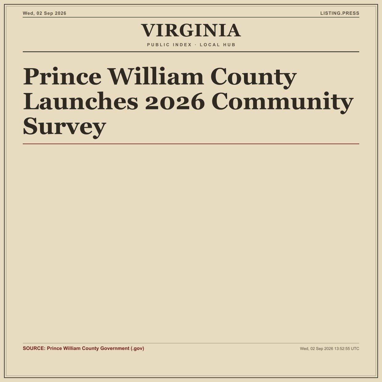 Prince William County Launches 2026 Community Survey