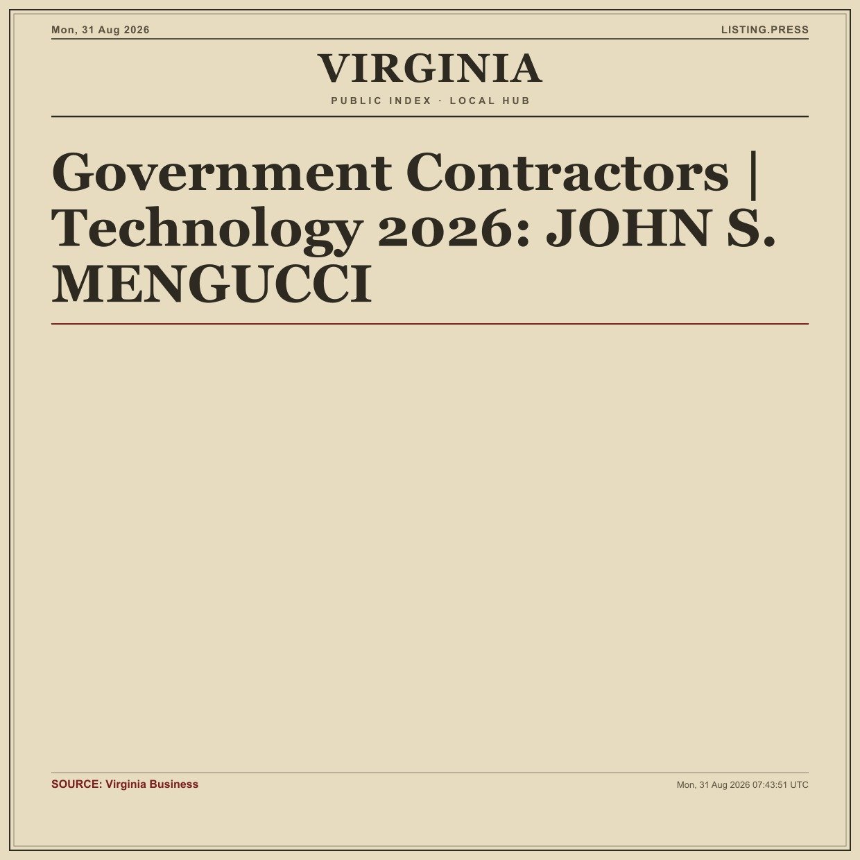 Government Contractors | Technology 2026: JOHN S. MENGUCCI