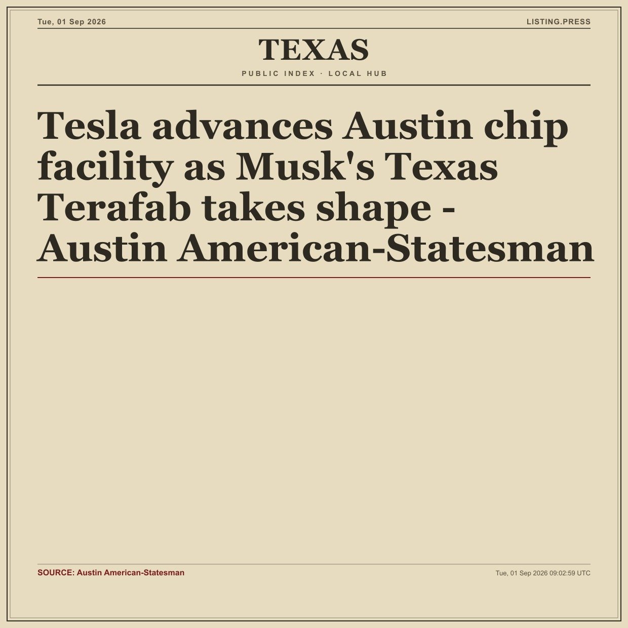Tesla advances Austin chip facility as Musk's Texas Terafab takes shape - Austin American-Statesman
