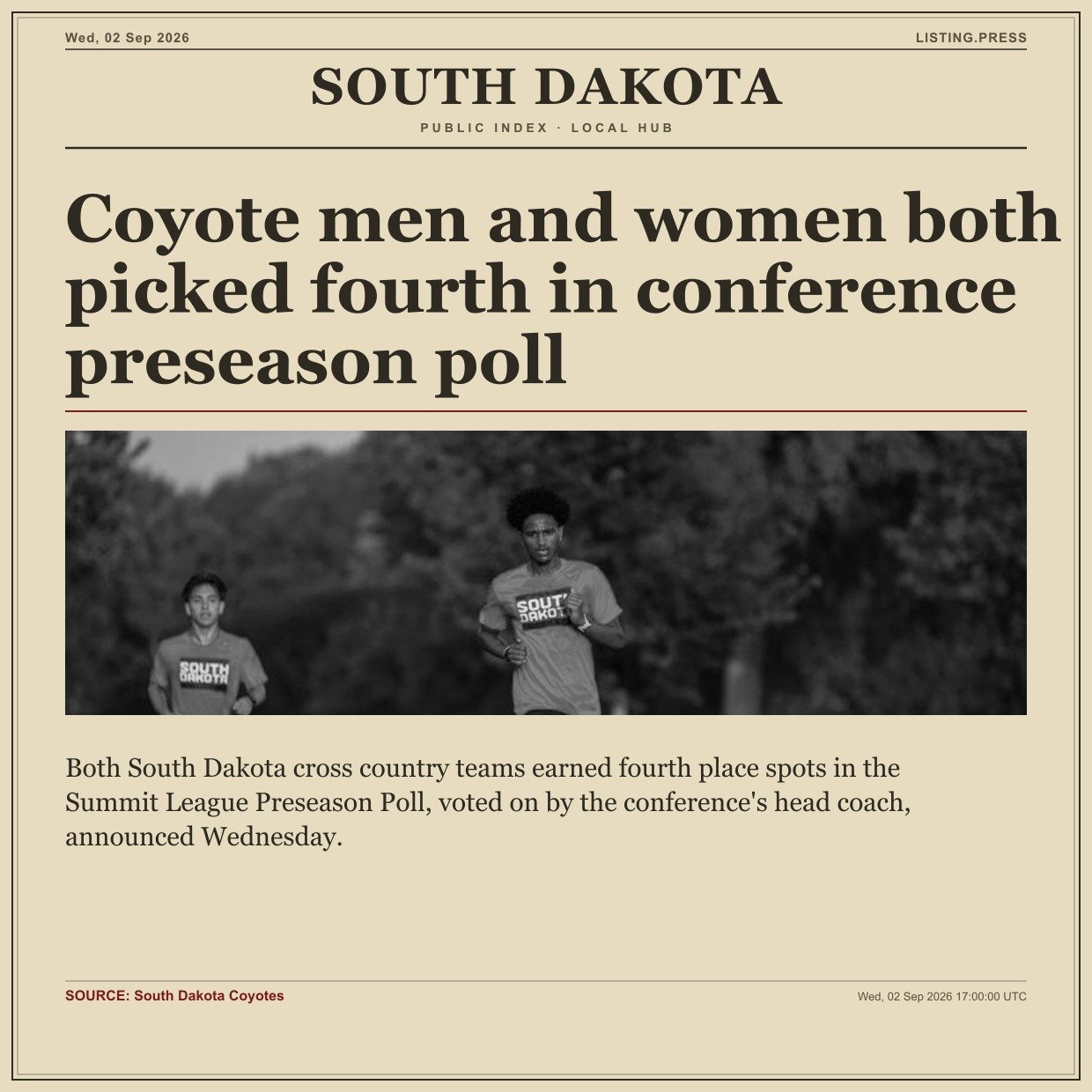 Coyote men and women both picked fourth in conference preseason poll