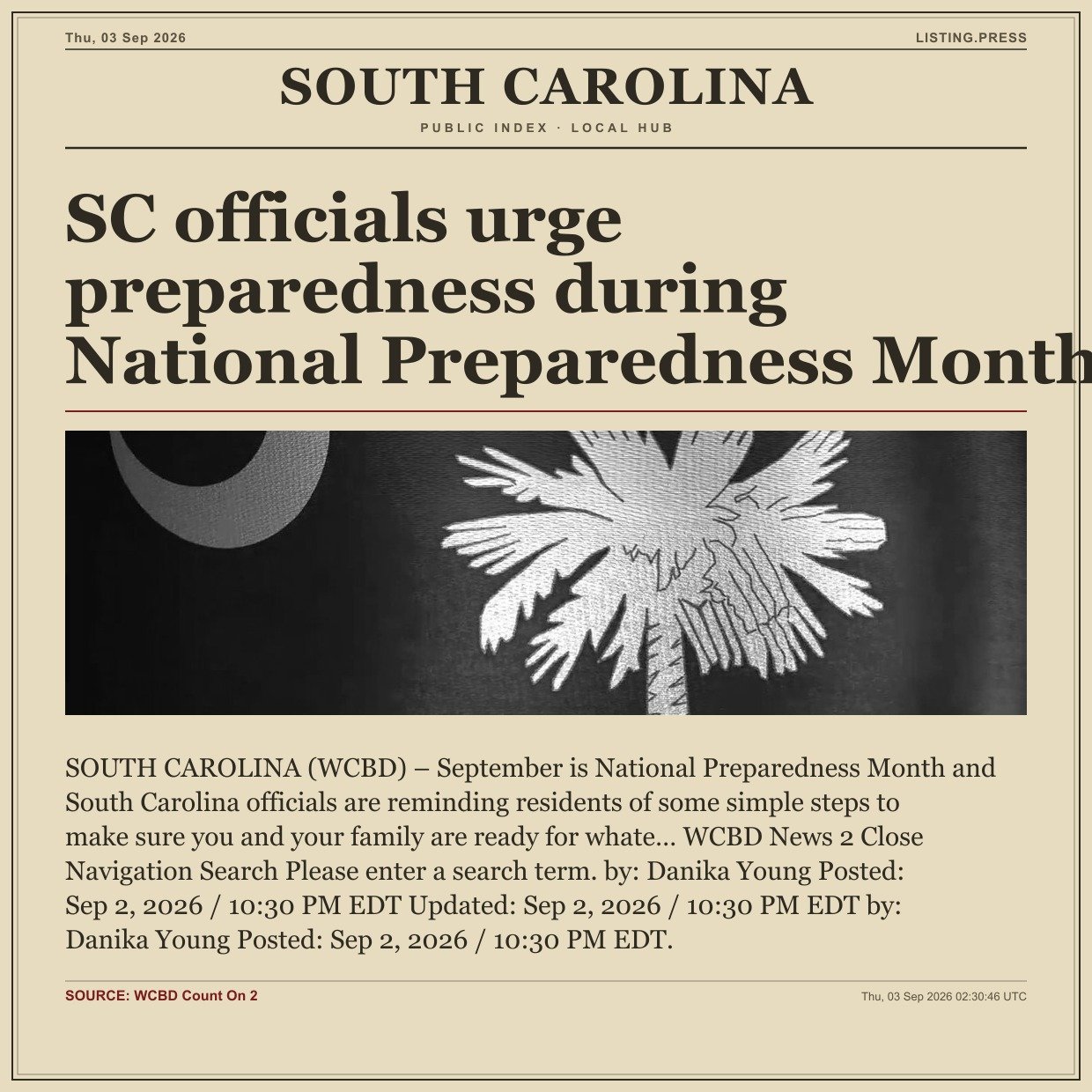 SC officials urge preparedness during National Preparedness Month