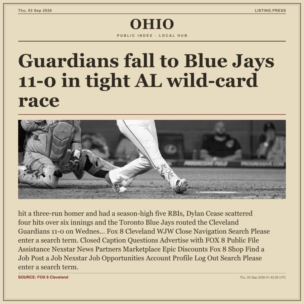 Guardians fall to Blue Jays 11-0 in tight AL wild-card race