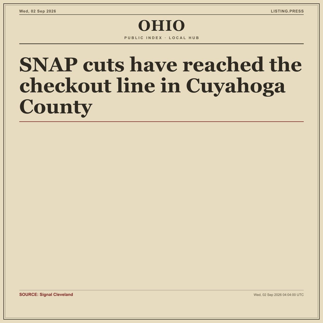 SNAP cuts have reached the checkout line in Cuyahoga County