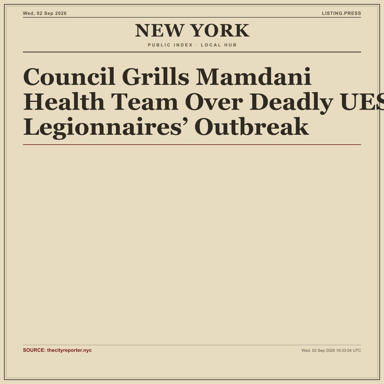 Council Grills Mamdani Health Team Over Deadly UES Legionnaires’ Outbreak