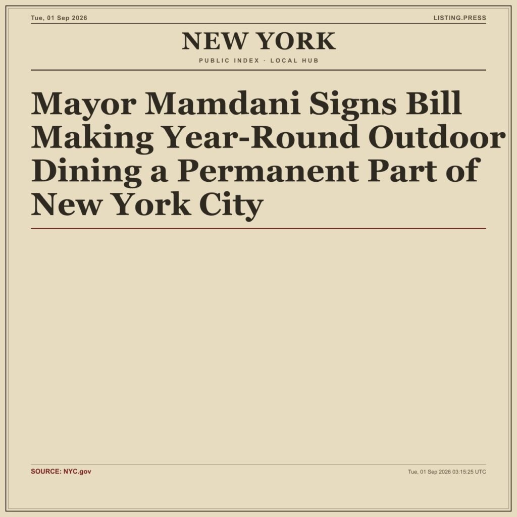 Mayor Mamdani Signs Bill Making Year-Round Outdoor Dining a Permanent Part of New York City