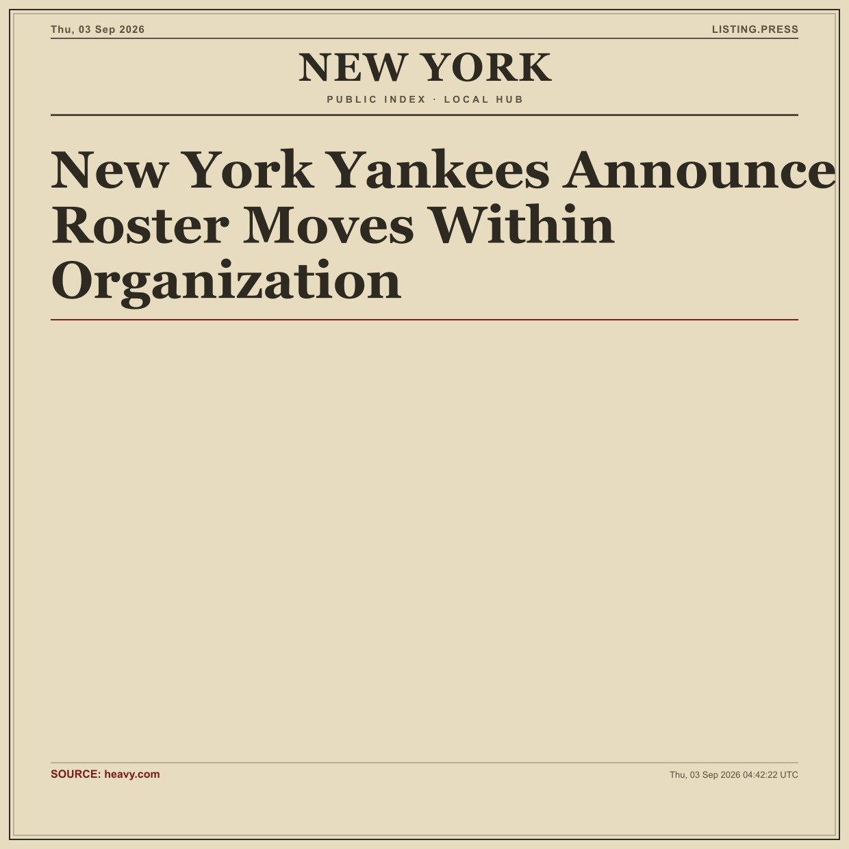 New York Yankees Announce 2 Roster Moves Within Organization