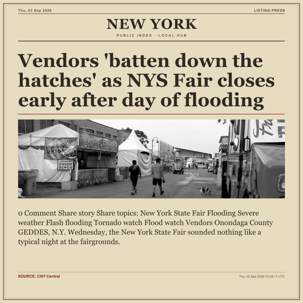 Vendors ‘batten down the hatches’ as NYS Fair closes early after day of flooding