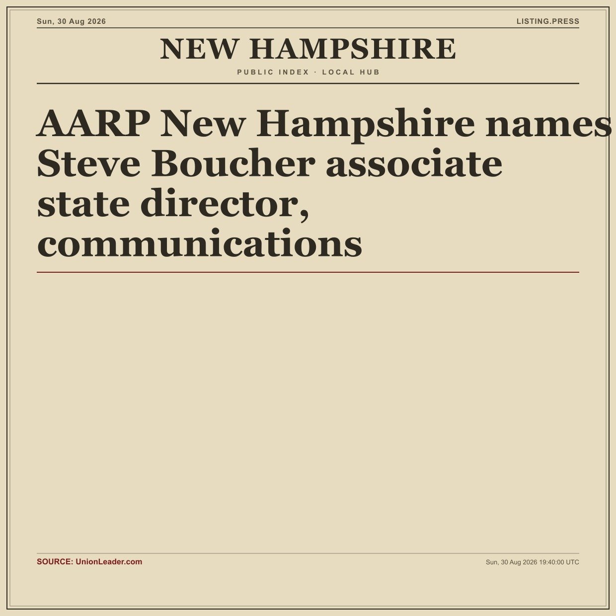 AARP New Hampshire names Steve Boucher associate state director, communications
