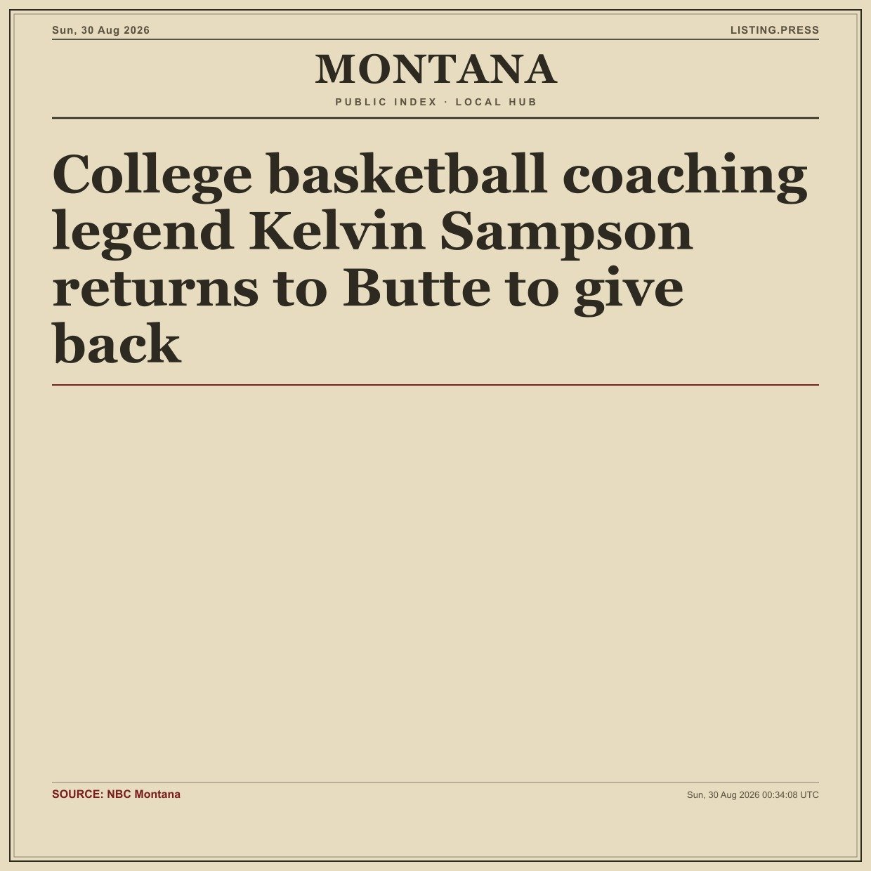 College basketball coaching legend Kelvin Sampson returns to Butte to give back