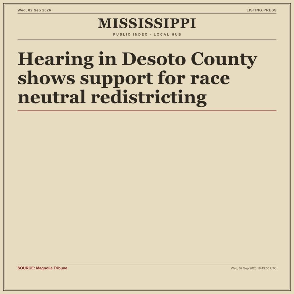 Hearing in Desoto County shows support for race neutral redistricting