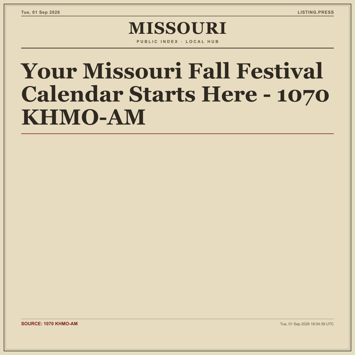 Your Missouri Fall Festival Calendar Starts Here - 1070 KHMO-AM