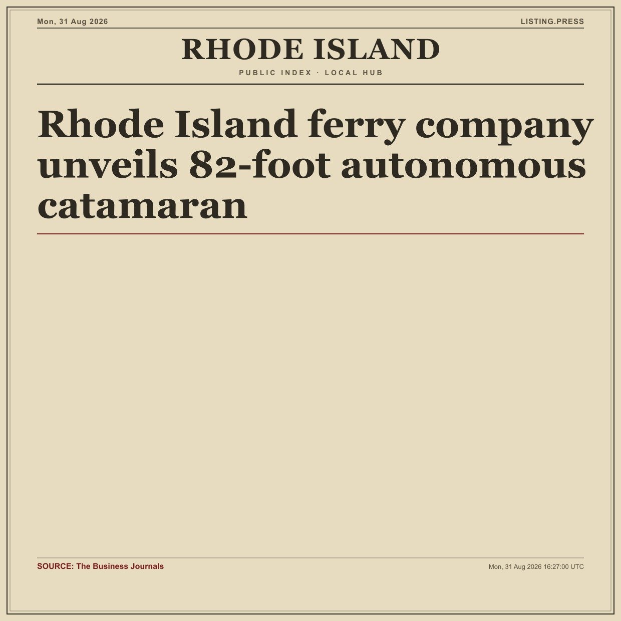 Rhode Island ferry company unveils 82-foot autonomous catamaran