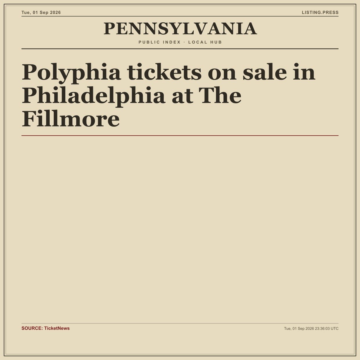 Polyphia tickets on sale in Philadelphia at The Fillmore