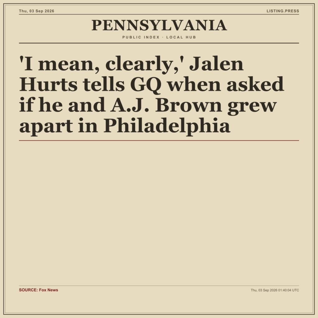 ‘I mean, clearly,’ Jalen Hurts tells GQ when asked if he and A.J. Brown grew apart in Philadelphia