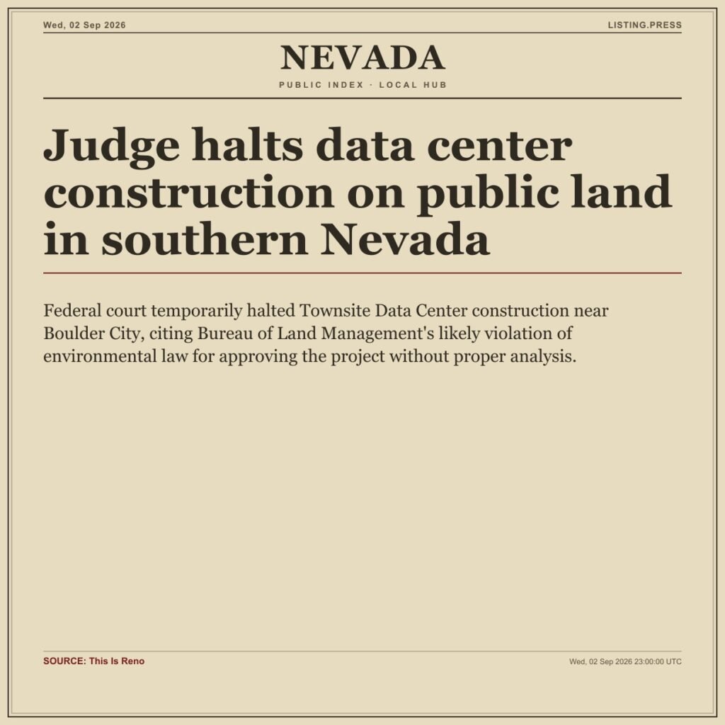 Judge halts data center construction on public land in southern Nevada