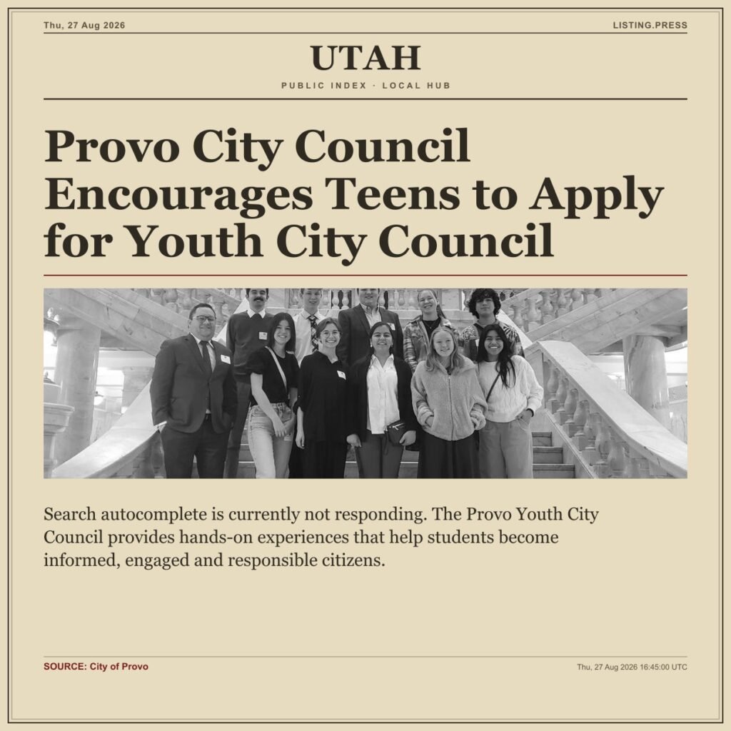 Provo City Council Encourages Teens to Apply for Youth City Council