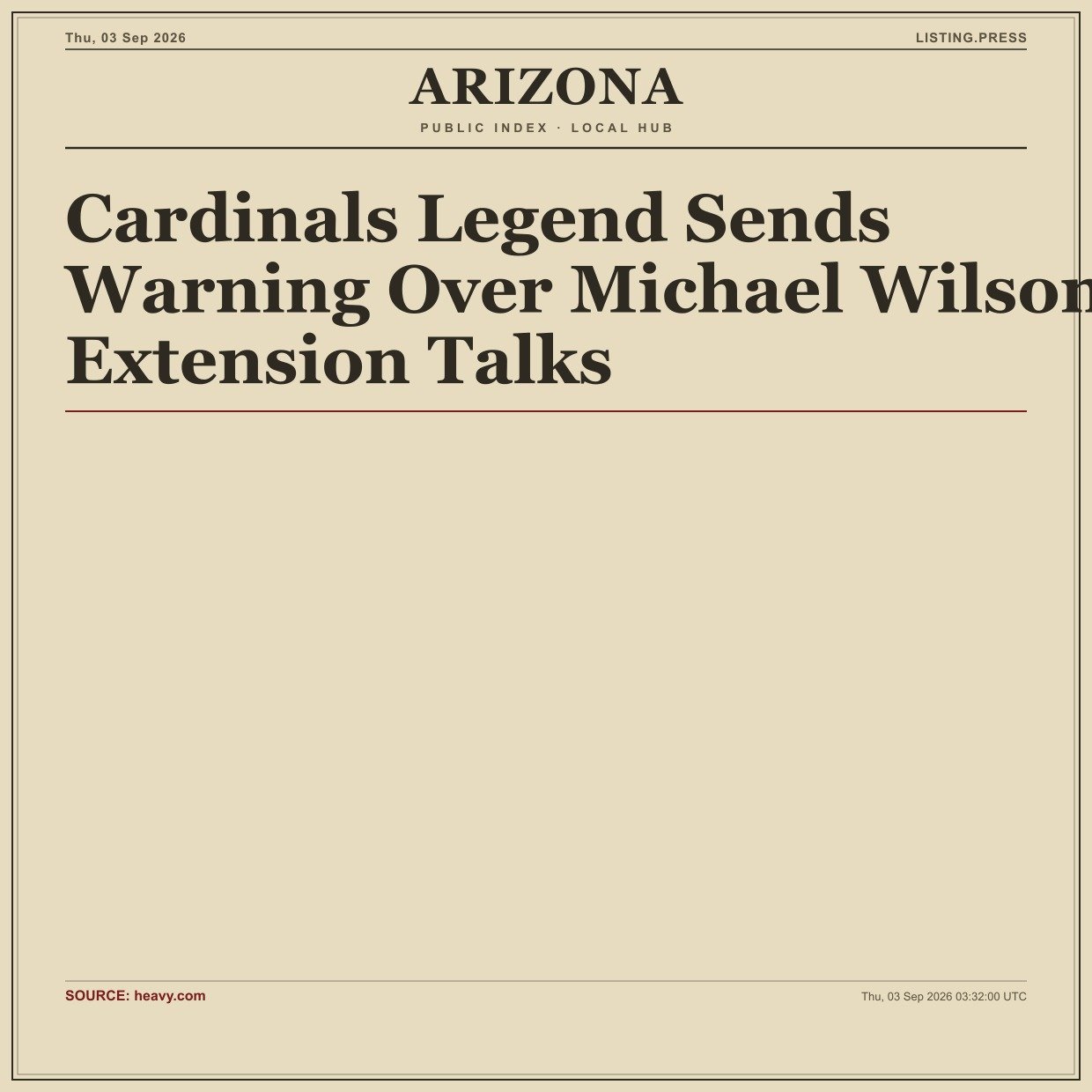 Cardinals Legend Sends Warning Over Michael Wilson Extension Talks