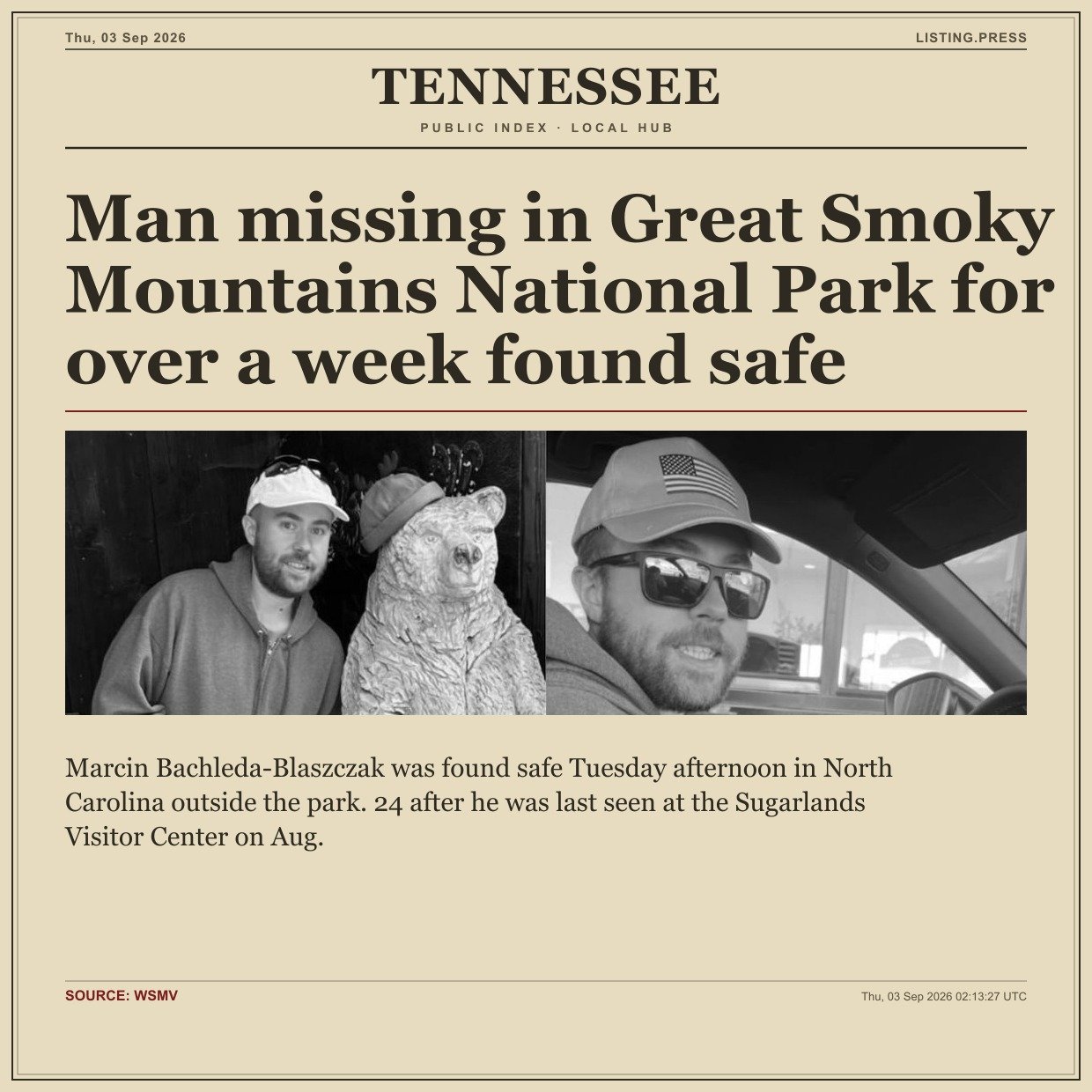 Man missing in Great Smoky Mountains National Park for over a week found safe