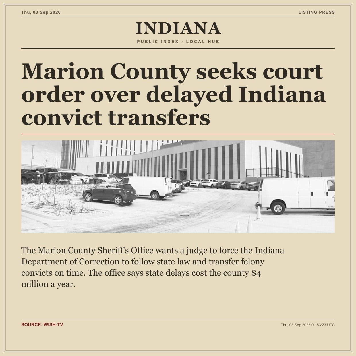Marion County seeks court order over delayed Indiana convict transfers