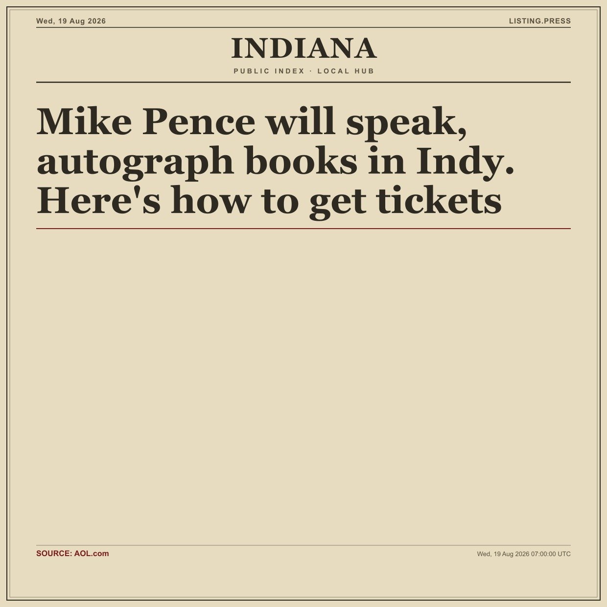 Mike Pence will speak, autograph books in Indy. Here's how to get tickets