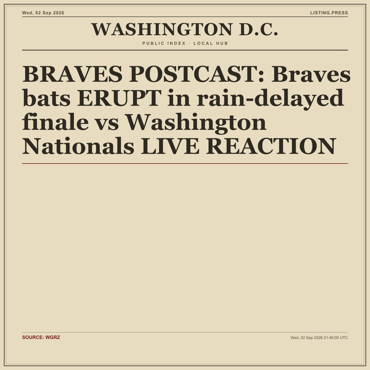 BRAVES POSTCAST: Braves bats ERUPT in rain-delayed finale vs Washington Nationals LIVE REACTION