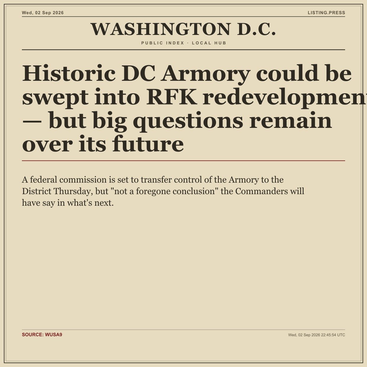 Historic DC Armory could be swept into RFK redevelopment — but big questions remain over its future