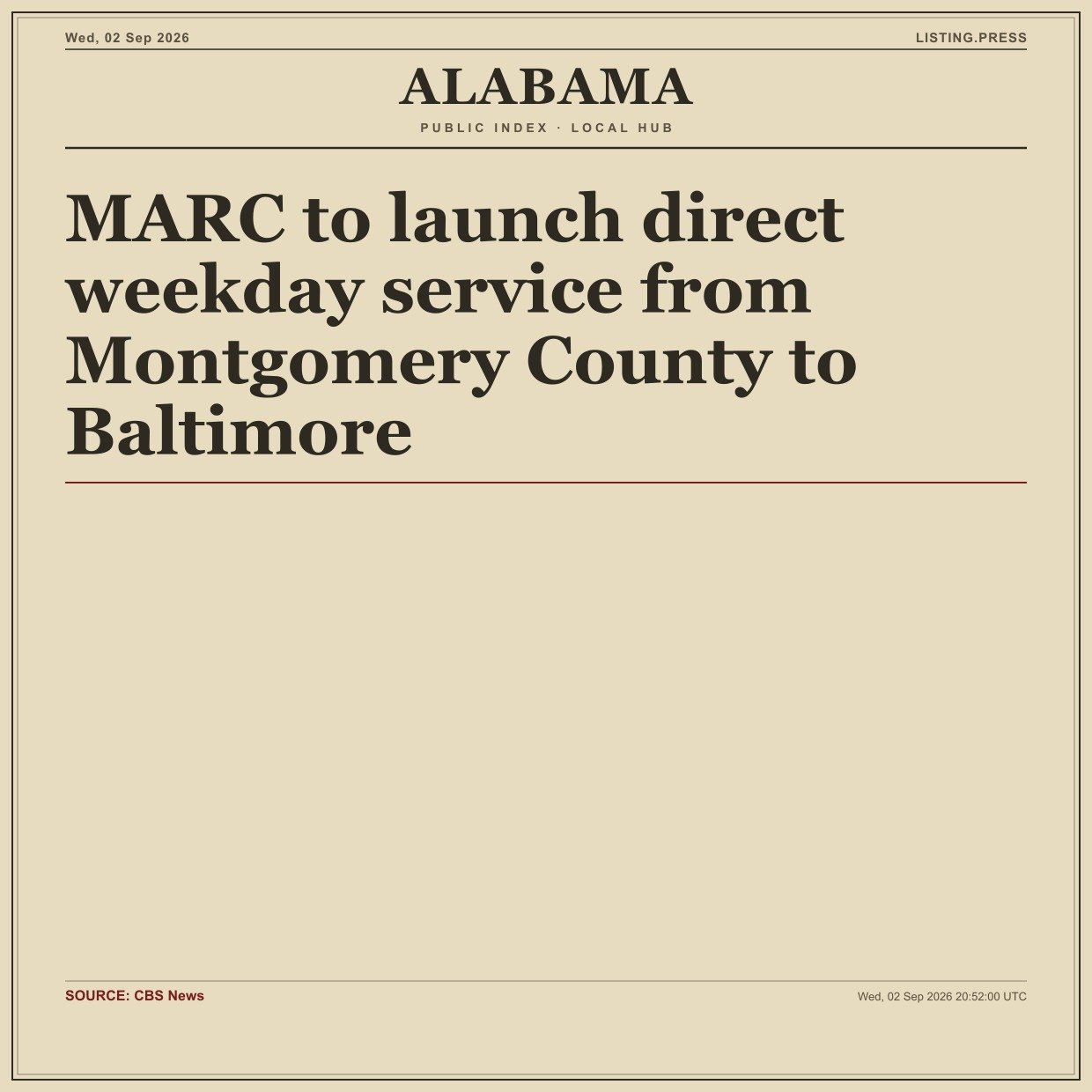 MARC to launch direct weekday service from Montgomery County to Baltimore