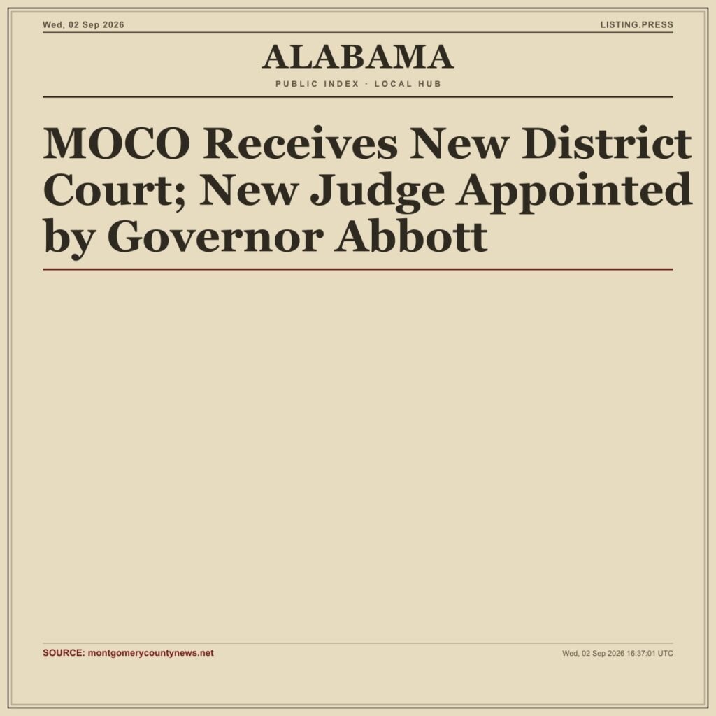 MOCO Receives New District Court; New Judge Appointed by Governor Abbott