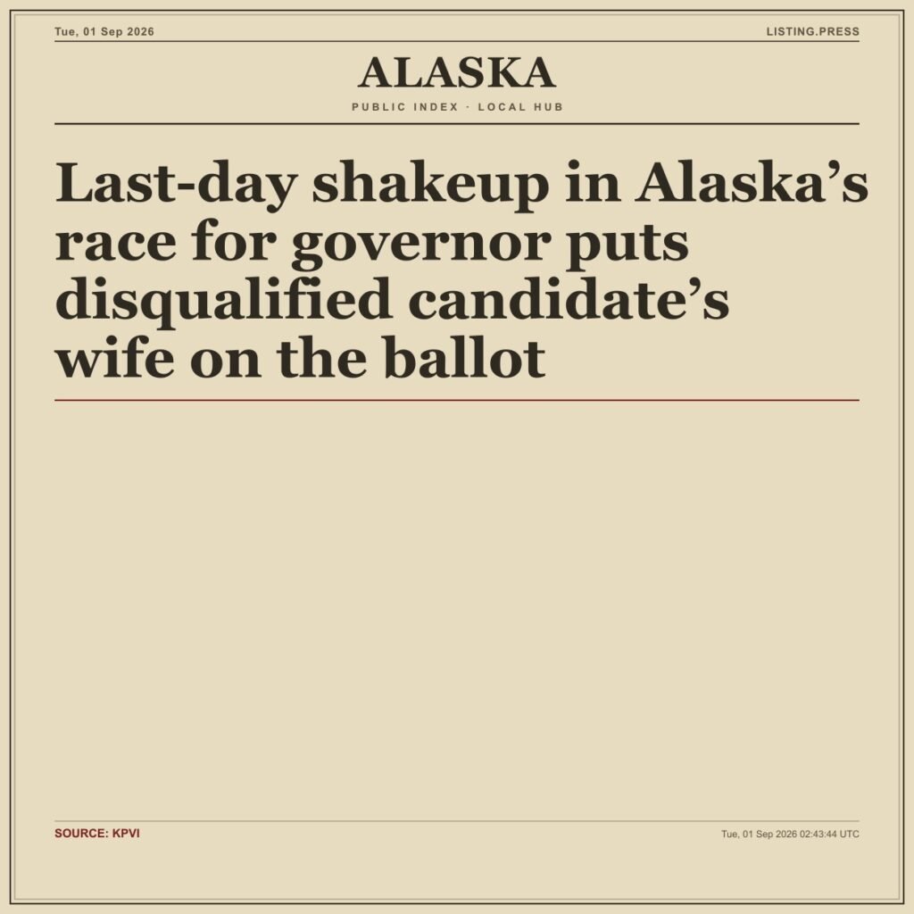 Last-day shakeup in Alaska’s race for governor puts disqualified candidate’s wife on the ballot