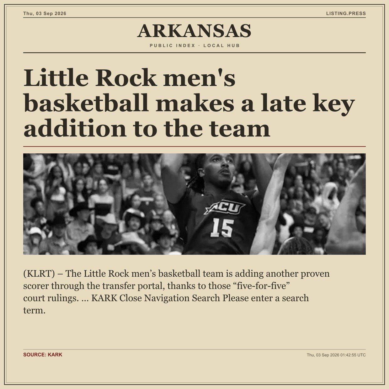 Little Rock men's basketball makes a late key addition to the team