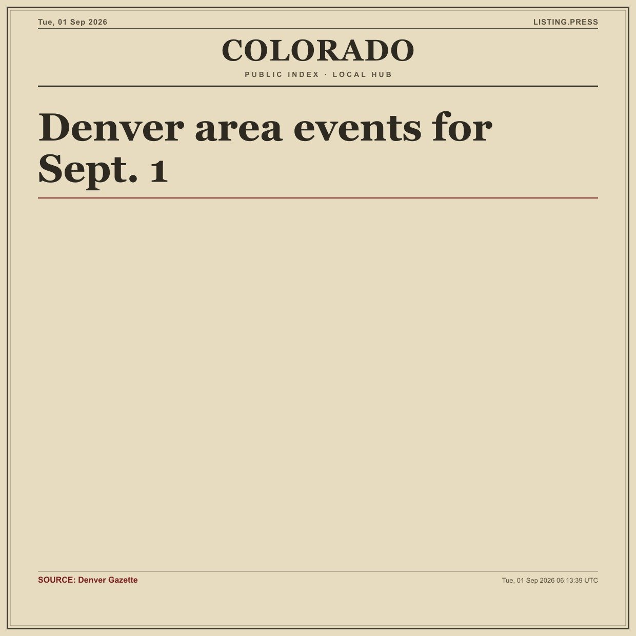 Denver area events for Sept. 1