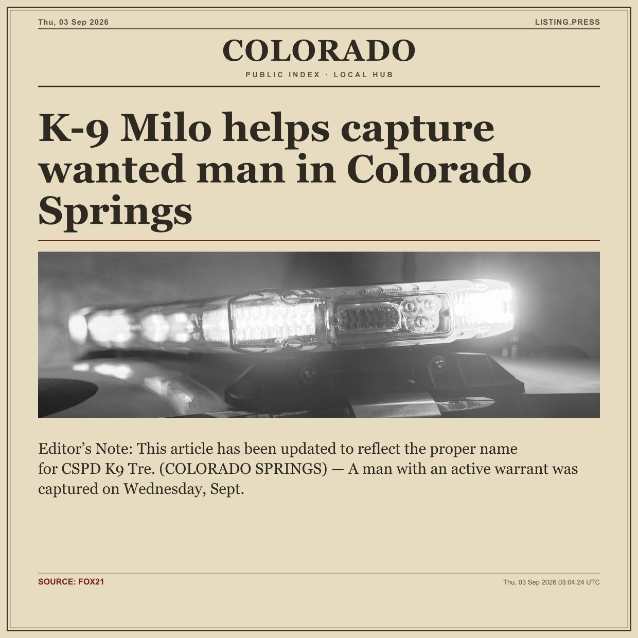 K-9 Milo helps capture wanted man in Colorado Springs