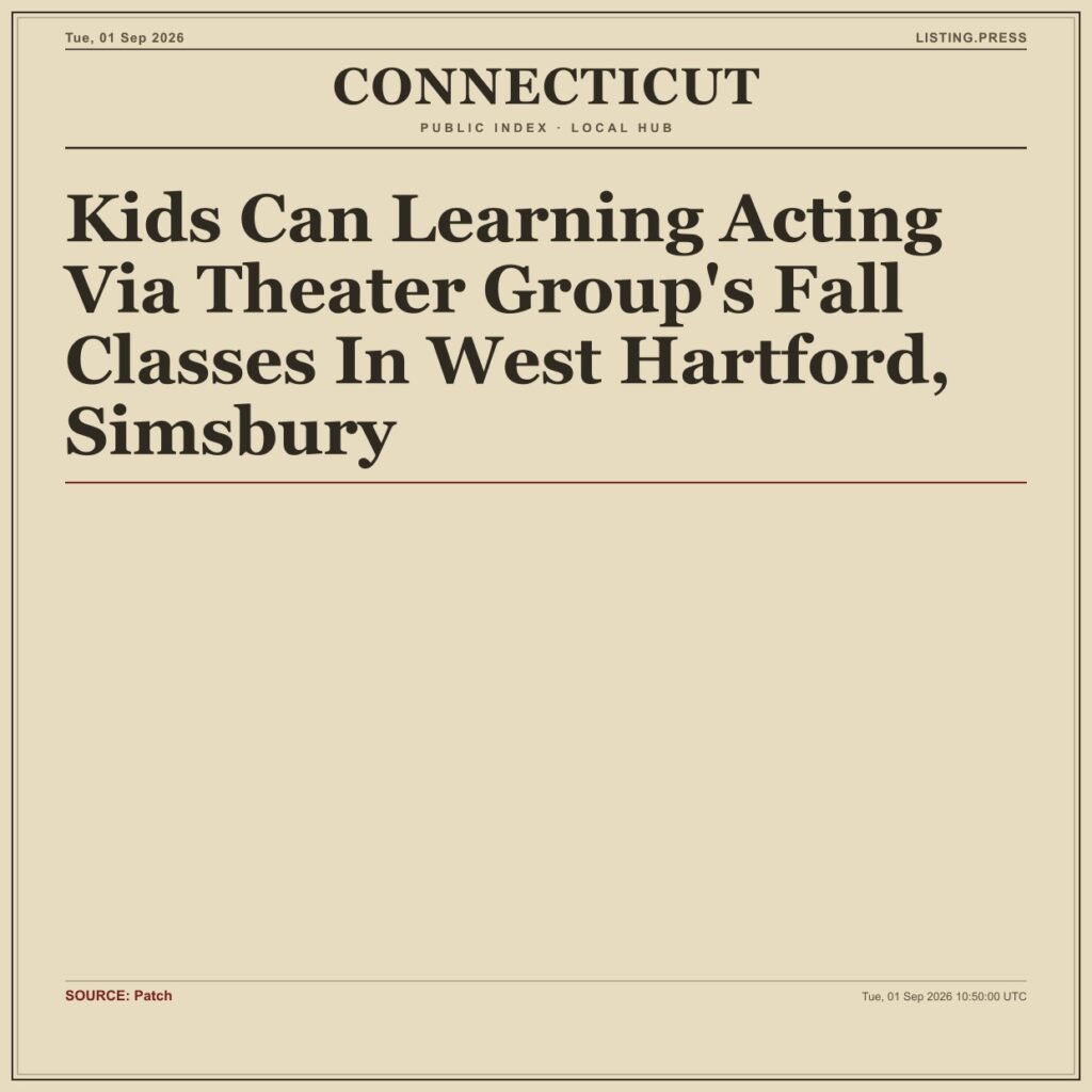 Kids Can Learning Acting Via Theater Group’s Fall Classes In West Hartford, Simsbury