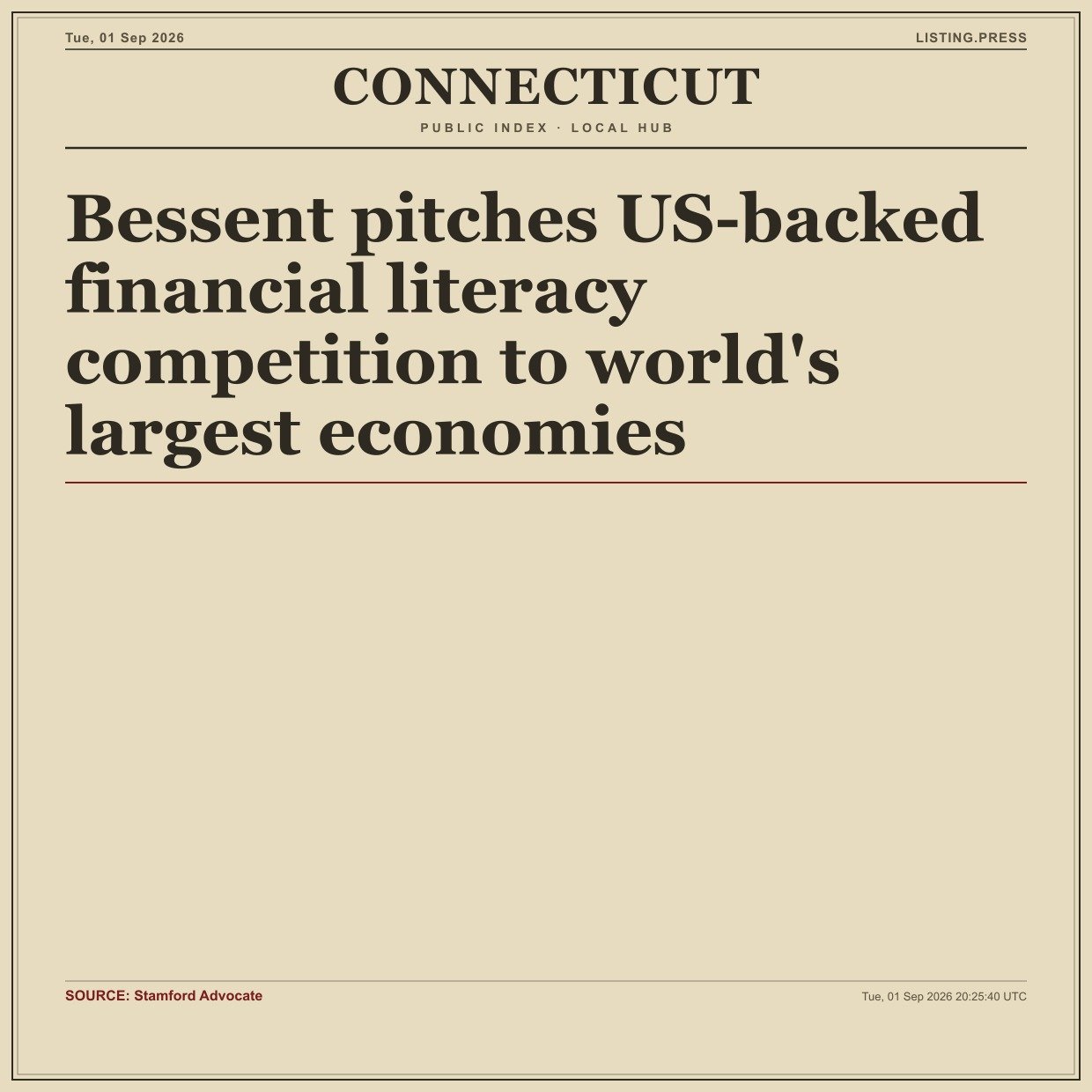 Bessent pitches US-backed financial literacy competition to world's largest economies