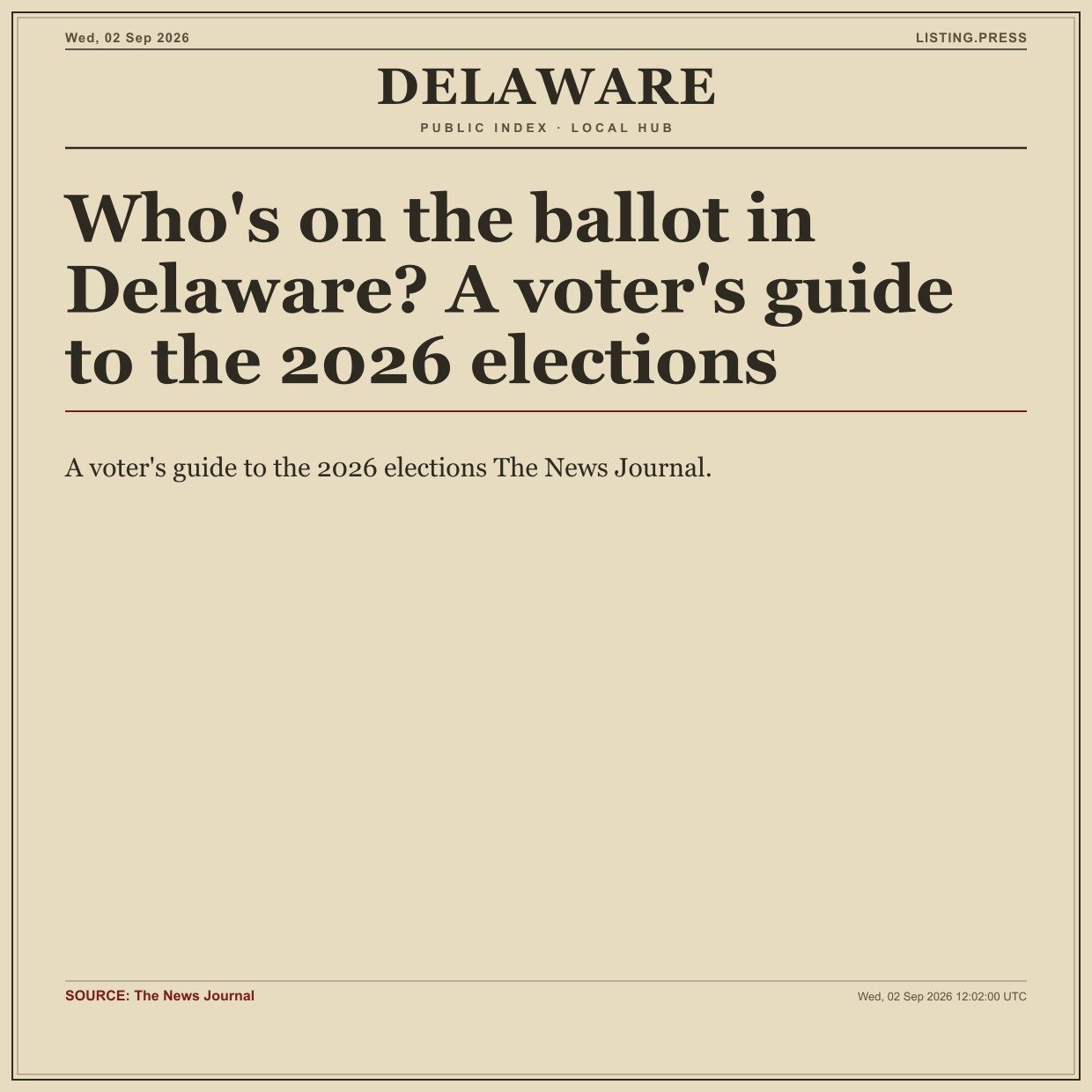 Who's on the ballot in Delaware? A voter's guide to the 2026 elections