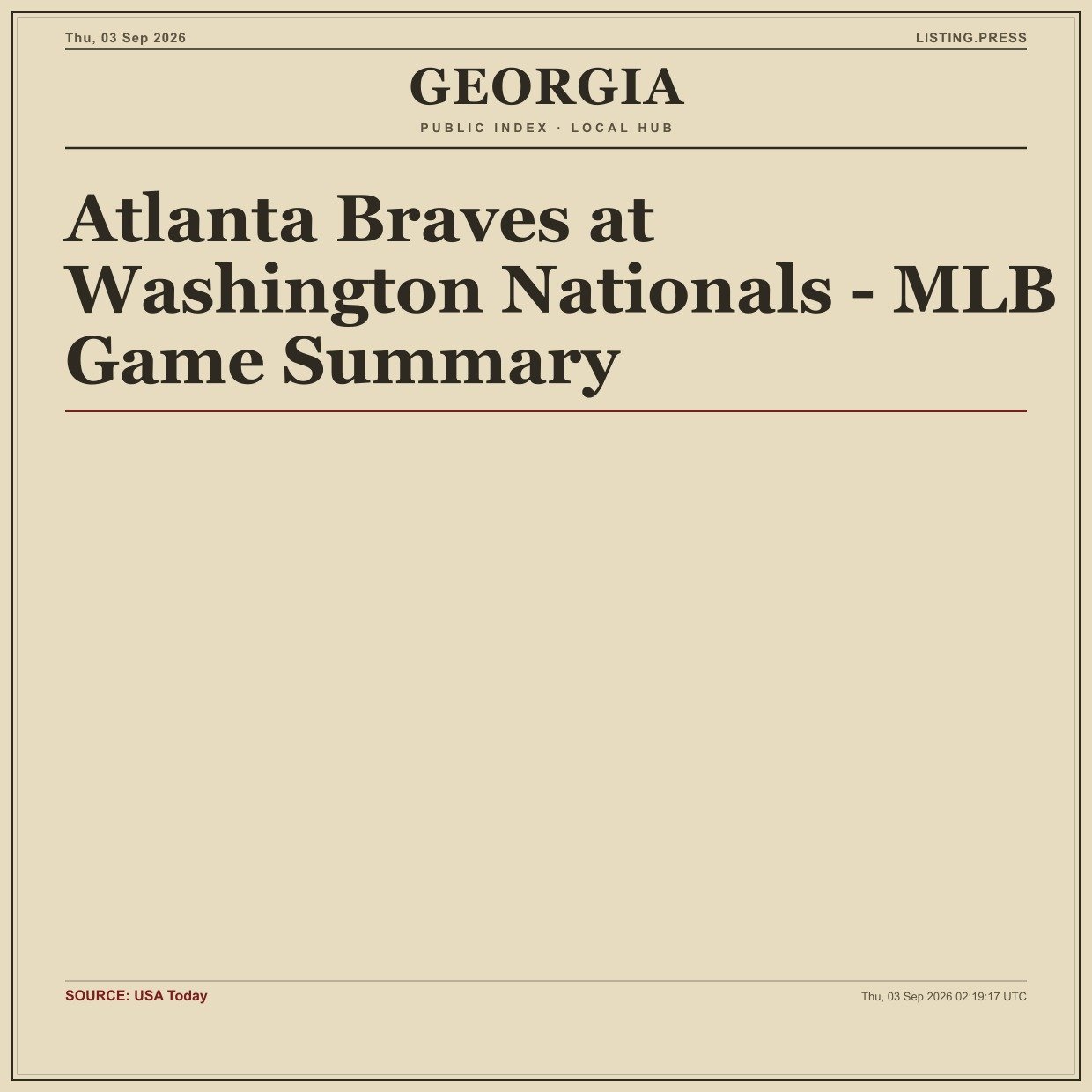 Atlanta Braves at Washington Nationals - MLB Game Summary
