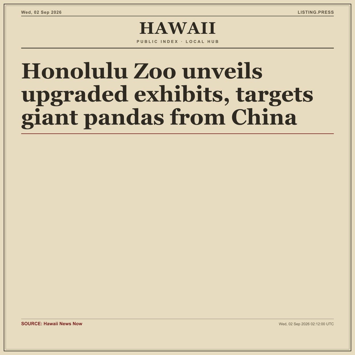 Honolulu Zoo unveils upgraded exhibits, targets giant pandas from China