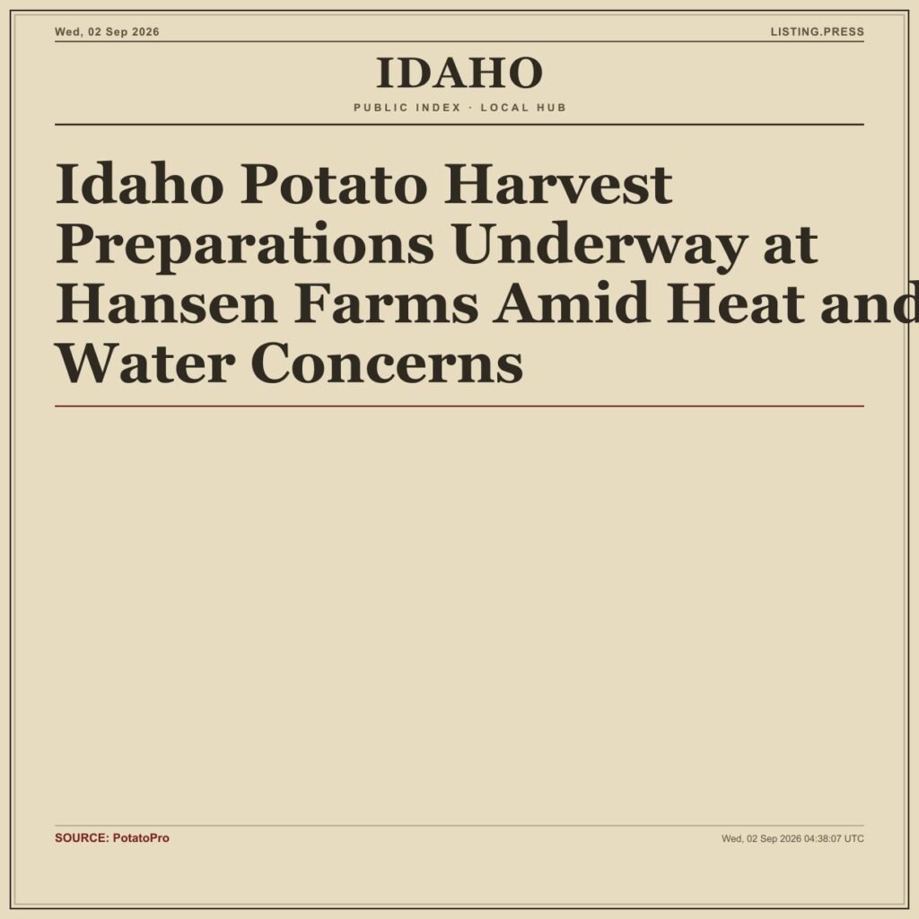 Idaho Potato Harvest Preparations Underway at Hansen Farms Amid Heat and Water Concerns