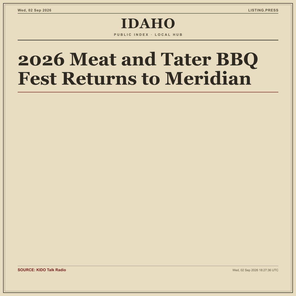 2026 Meat and Tater BBQ Fest Returns to Meridian
