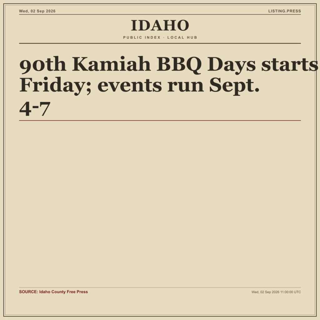 90th Kamiah BBQ Days starts Friday; events run Sept. 4-7