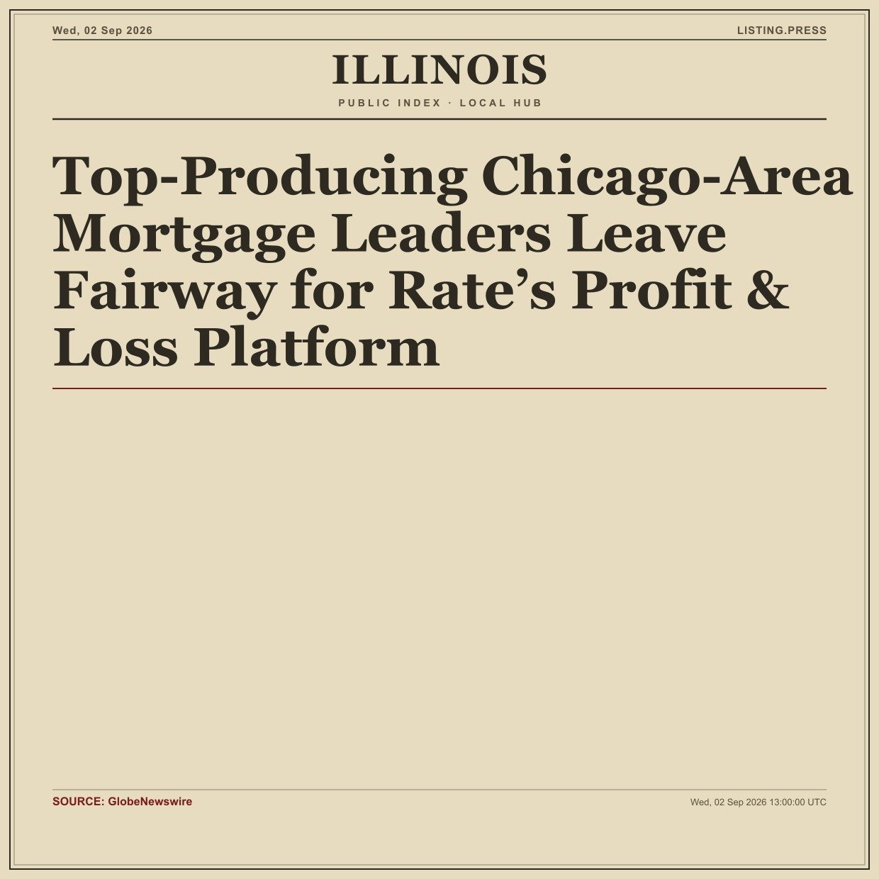 Top-Producing Chicago-Area Mortgage Leaders Leave Fairway for Rate’s Profit & Loss Platform