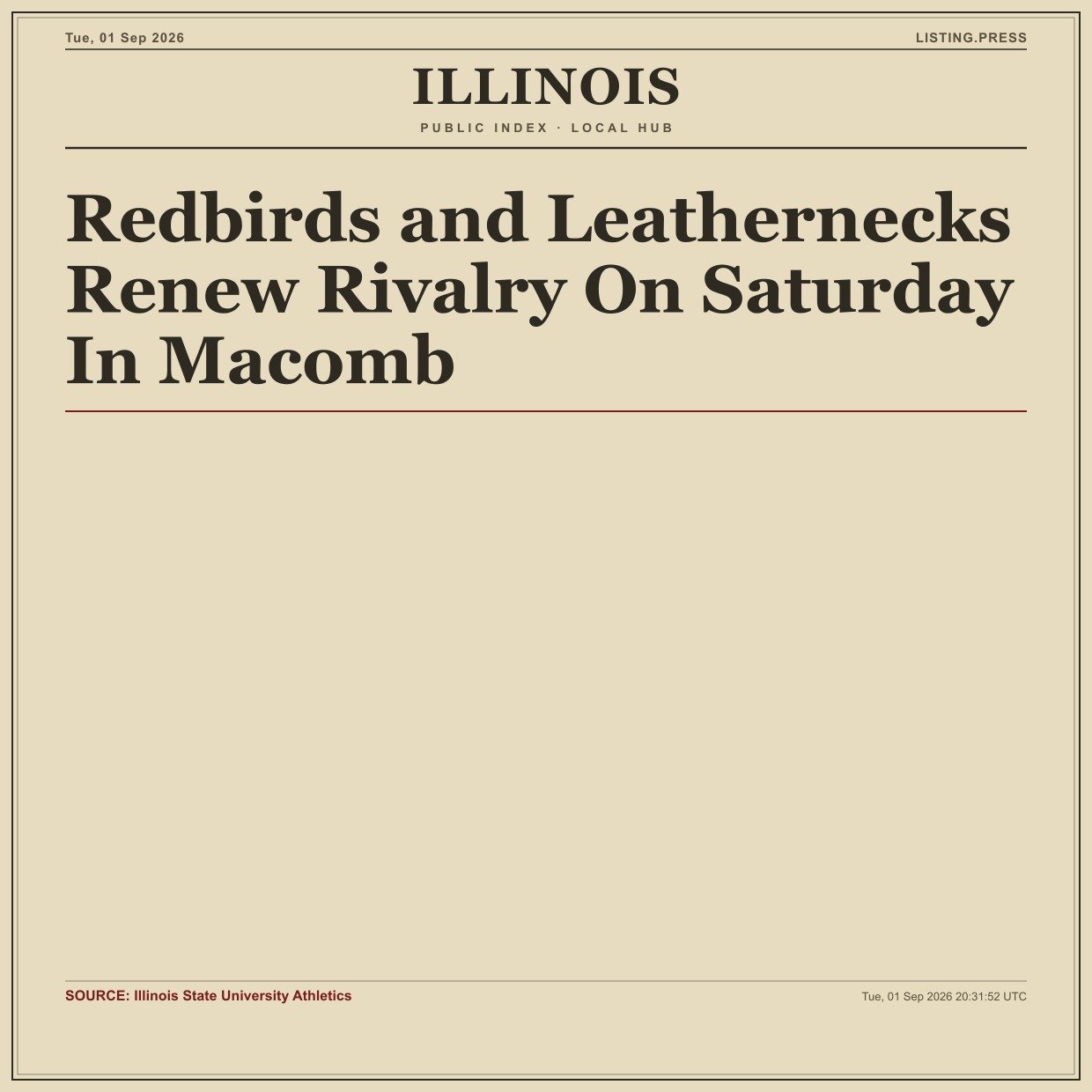 Redbirds and Leathernecks Renew Rivalry On Saturday In Macomb