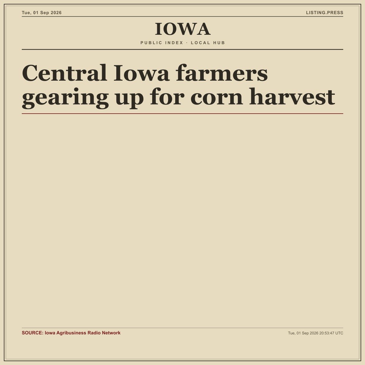 Central Iowa farmers gearing up for corn harvest